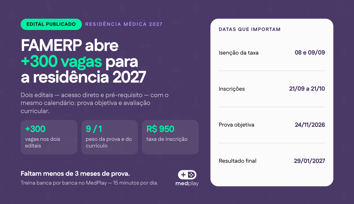 Fachada da Faculdade de Medicina de São José do Rio Preto, instituição responsável pela residência médica FAMERP 2027